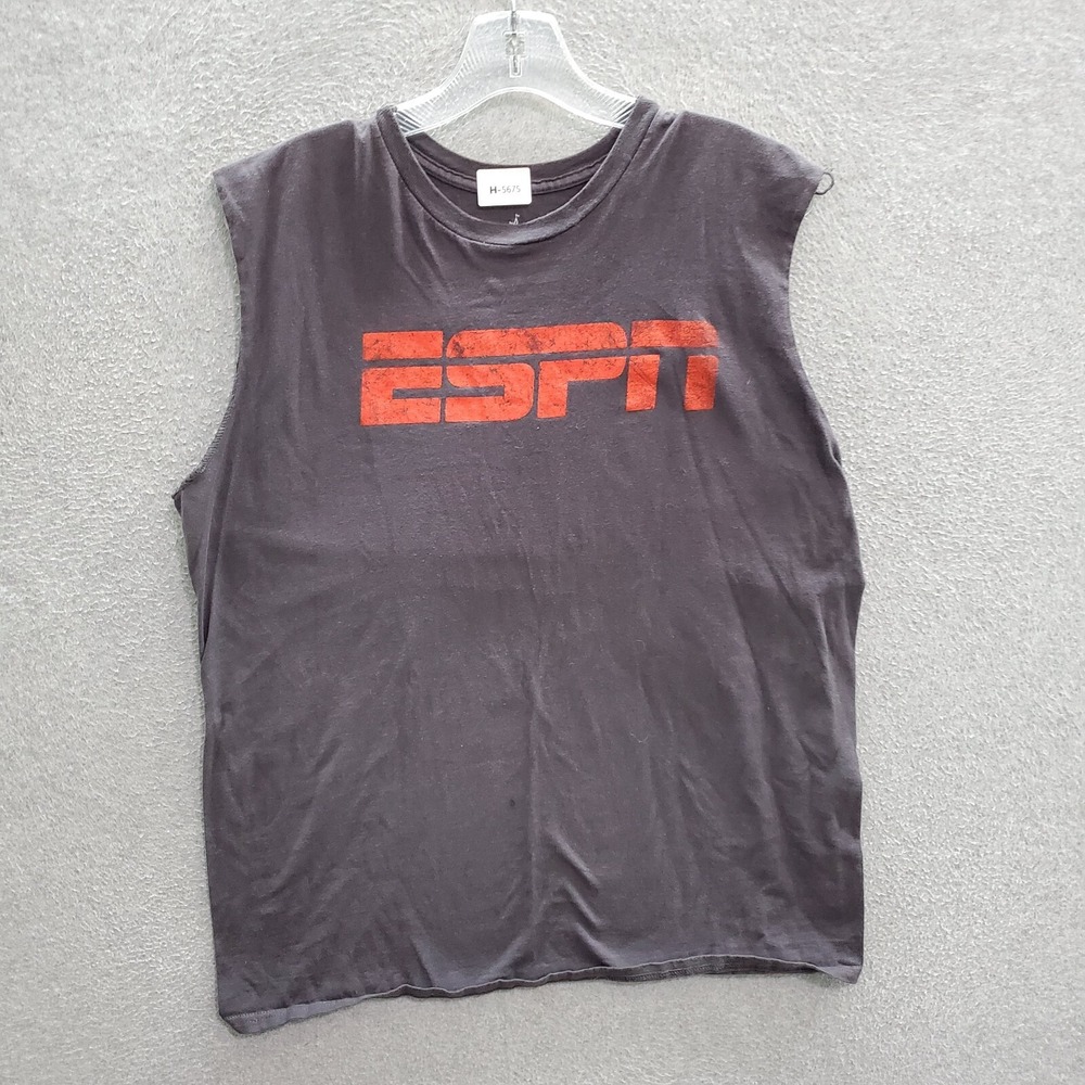Disney Parks X ESPN Men T-Shirt Large Gray Disneyland Resort Logo Tank Top